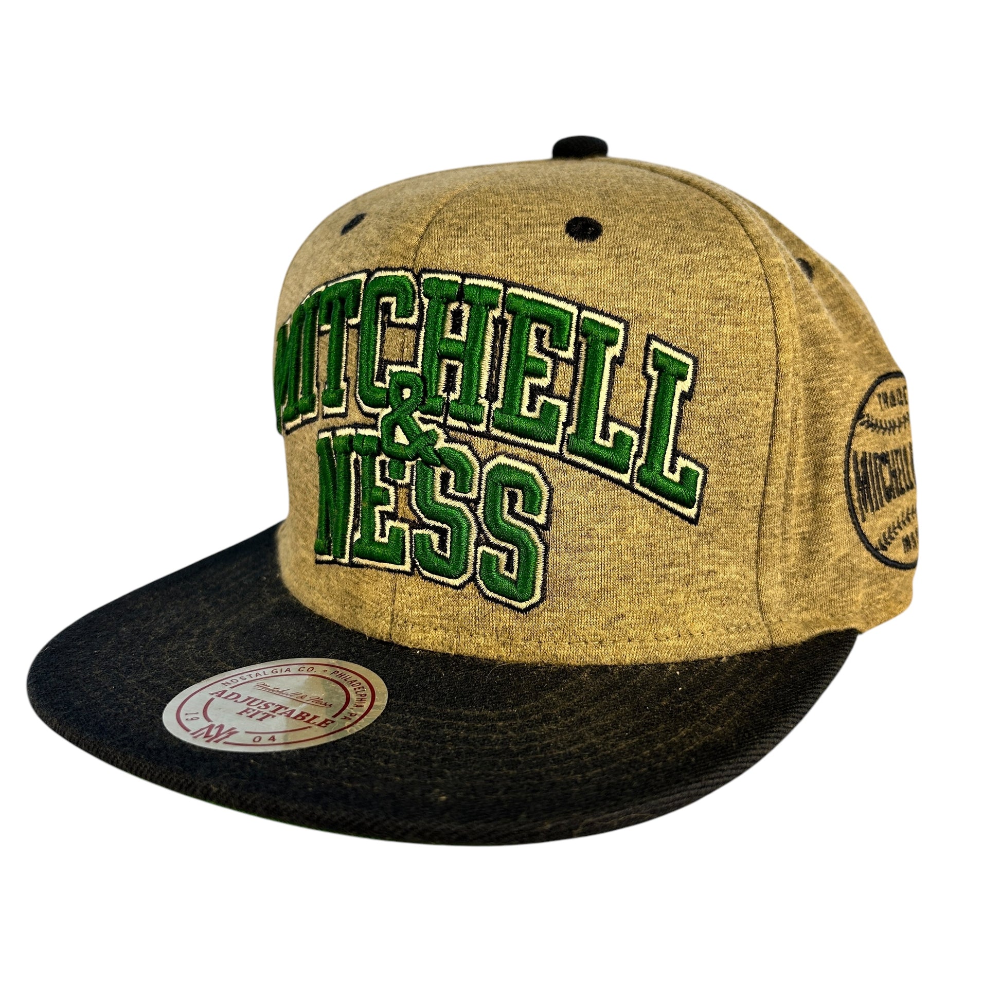 Mitchell & Ness Grey Logo Snapback Cap front